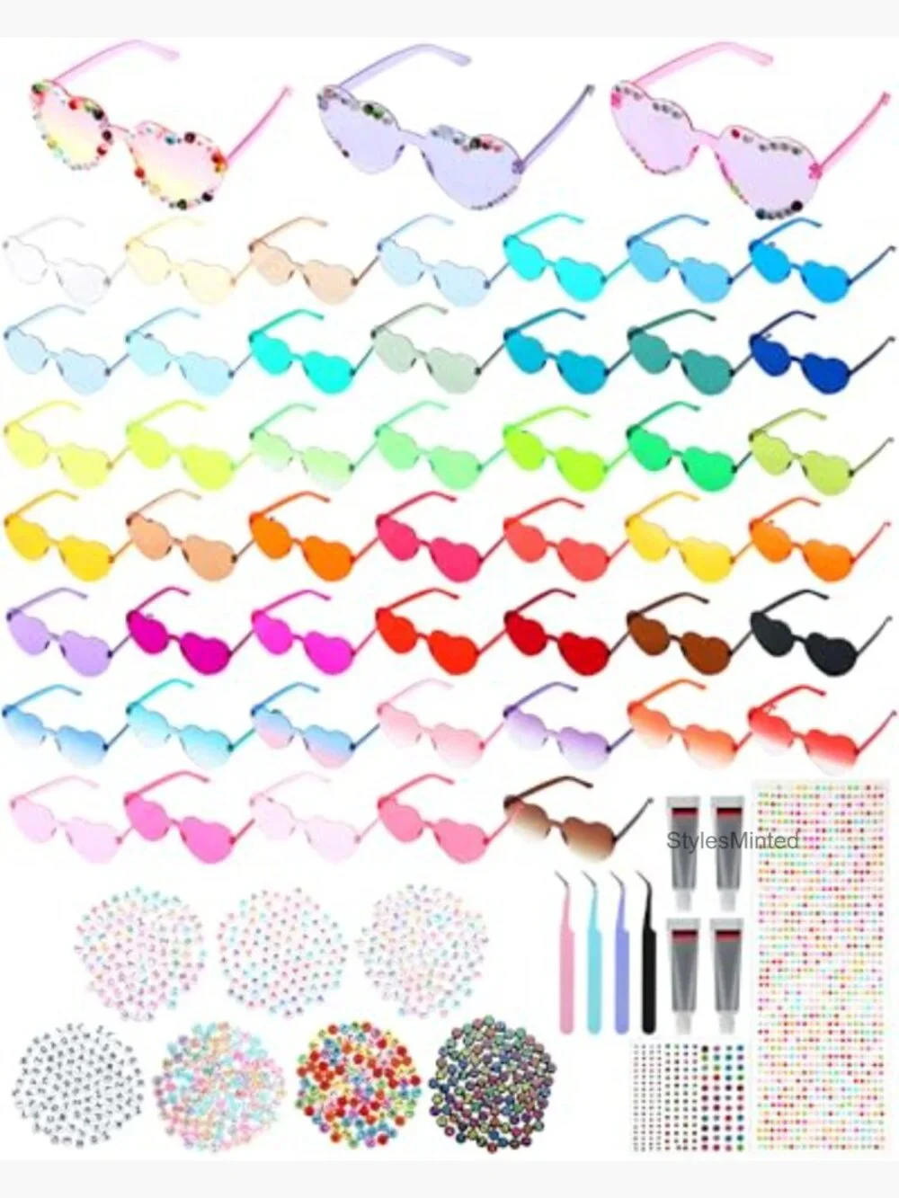 DIY Heart Sunglasses Kit 50 Pcs DIY Craft Party Favor